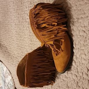 Fringed ankle boots